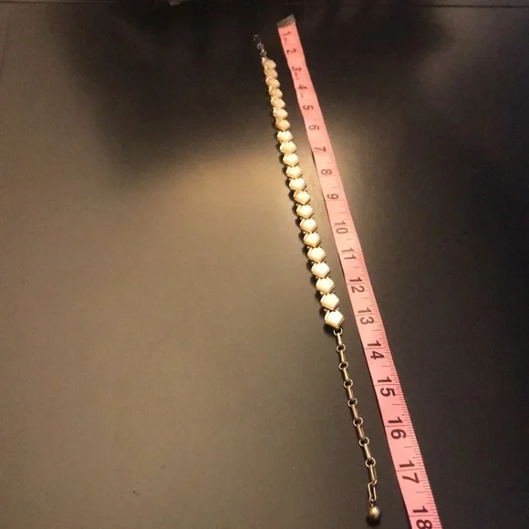 Vintage Coro 17” Choker Gold Tone Pearl White Thermoset Squares 50’s 60’s ❤️ - Picture 3 of 5